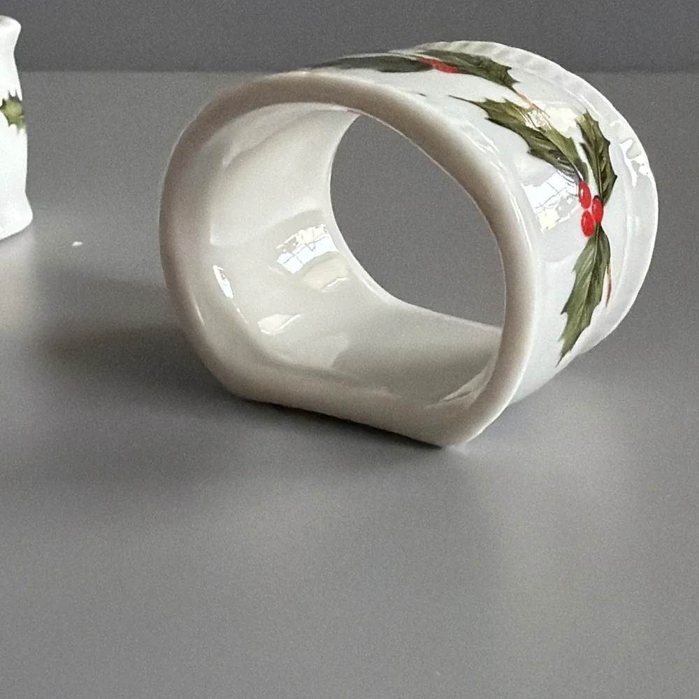 Set of 6 - Vintage 1980s Lefton China Christmas Napkin Rings #05242 w/ Box